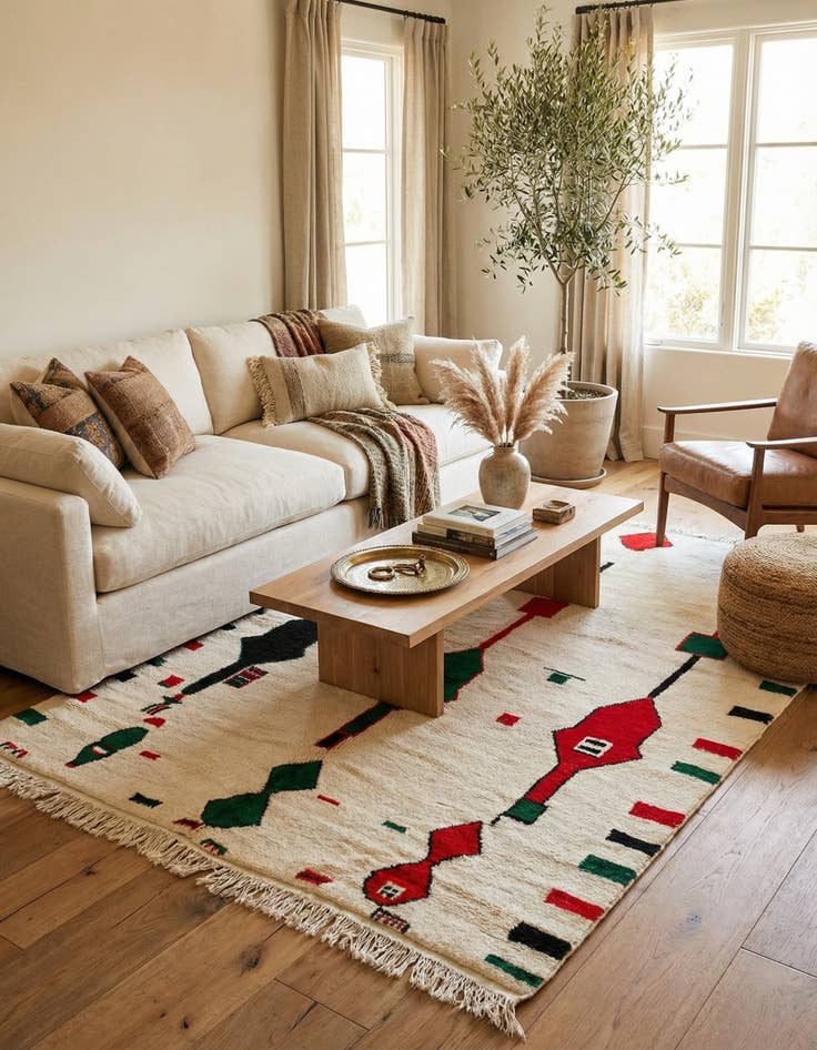 Detail image of 6' 10 x 10'  Hand Knotted Moroccan Wool Rug