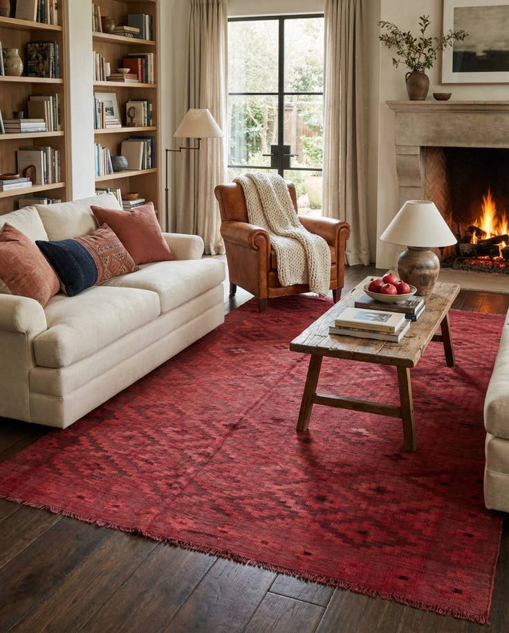 Detail image of 6' 1 x 9' 9 Hand Woven Kilim Fars Wool Rug