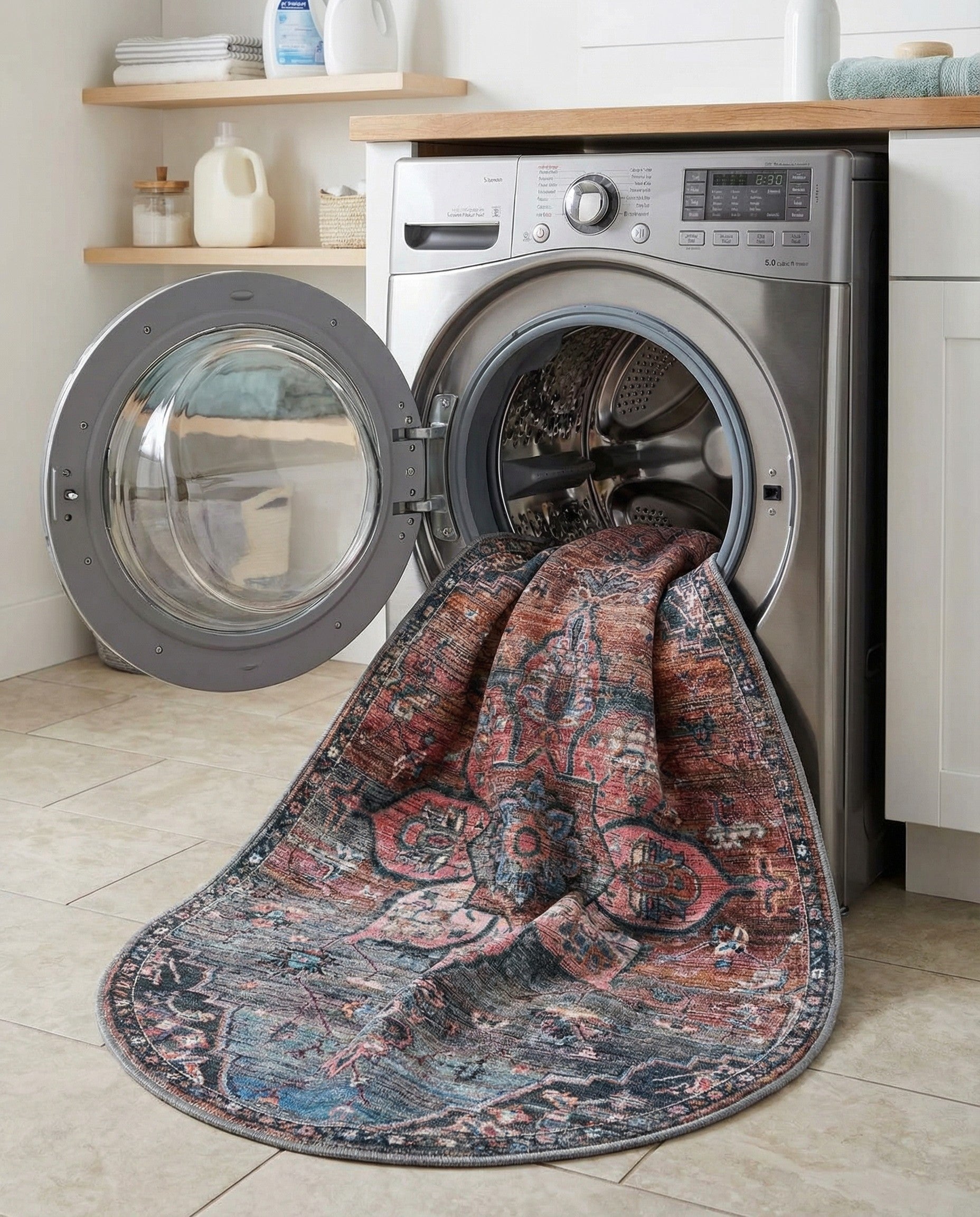 5' 3 x 8' Washable Nostalgia Oval Rug