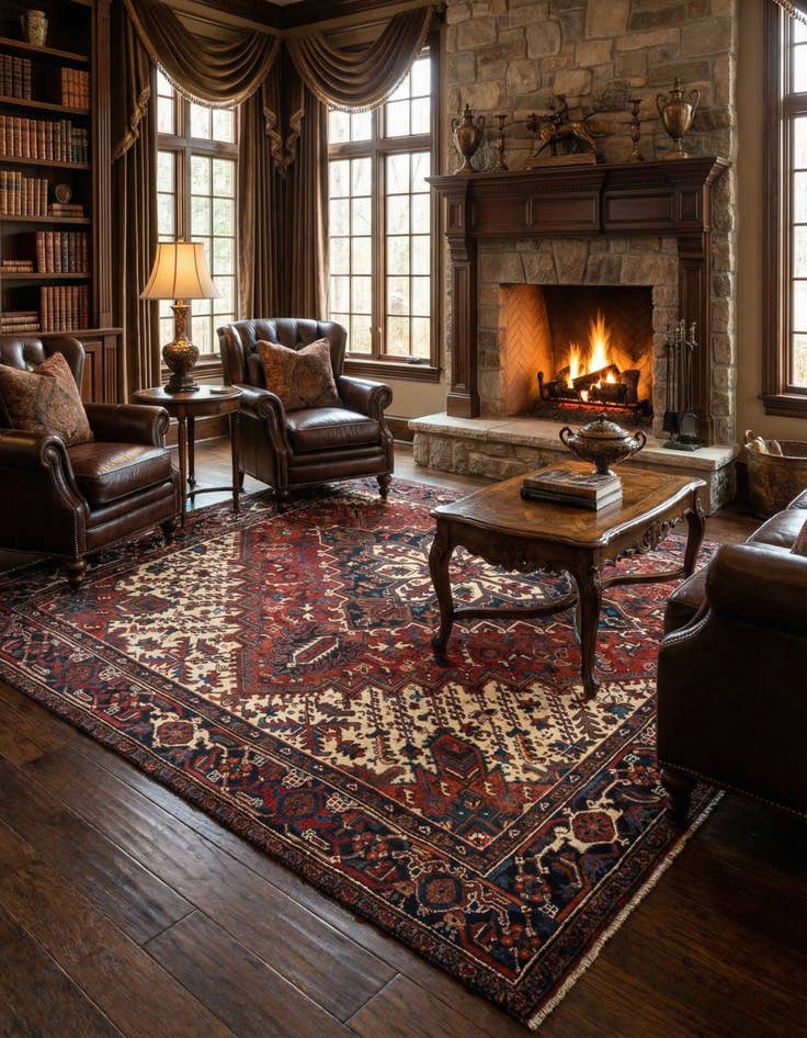 Detail image of 7' 1 x 9' 3 Heriz Wool Rug