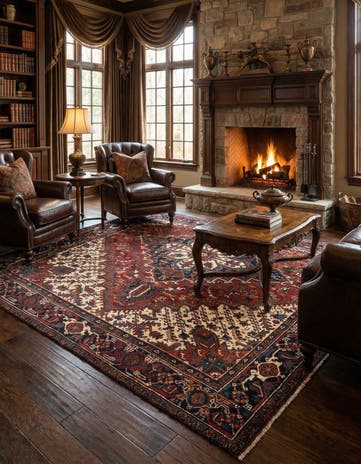 7' 1 x 9' 3 Heriz Wool Rug