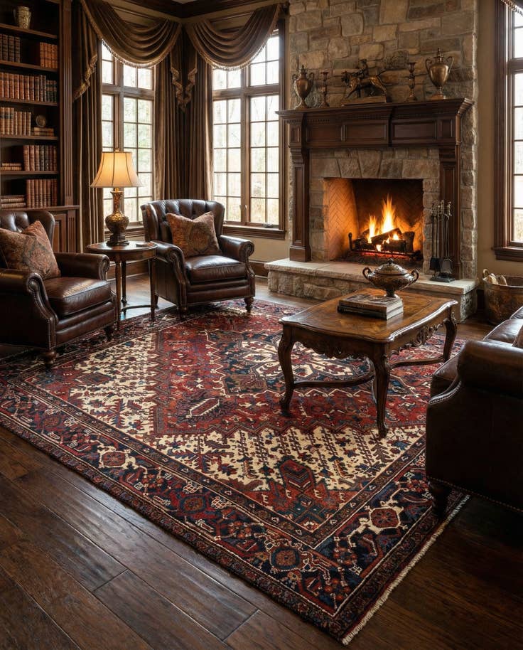 Detail image of 7' 1 x 9' 3 Heriz Wool Rug