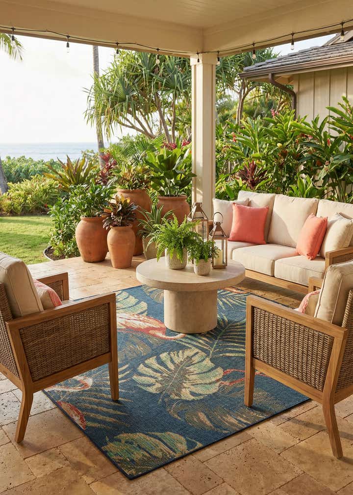 7' 10 x 7' 10 Easy-Clean Baja Indoor / Outdoor Square Rug