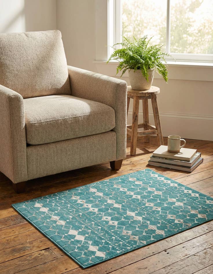 Detail image of 1' 3 x 1' 3  Washable Trellis Indoor / Outdoor Sample Rug