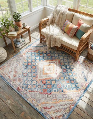 Blue Brooklyn Square Rug
