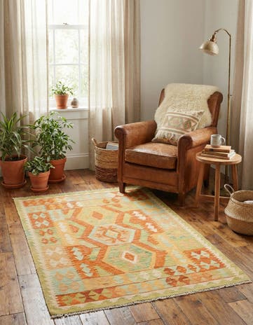 3' 2 x 5' Hand Woven Kilim Waziri Wool Rug