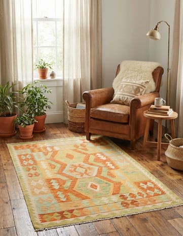 3' 2 x 5' Hand Woven Kilim Waziri Wool Rug