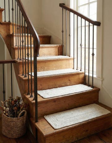 White Handmade Braided Jute Stair Rug