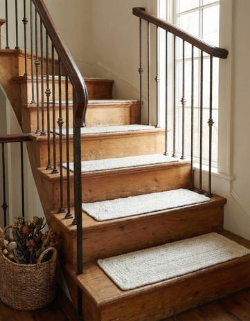 White Handmade Braided Jute Stair Rug