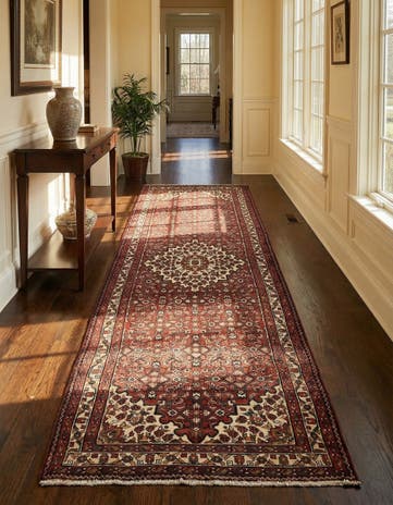 3' 7 x 10' 7 Hand Knotted Hossainabad Persian Wool Runner Rug