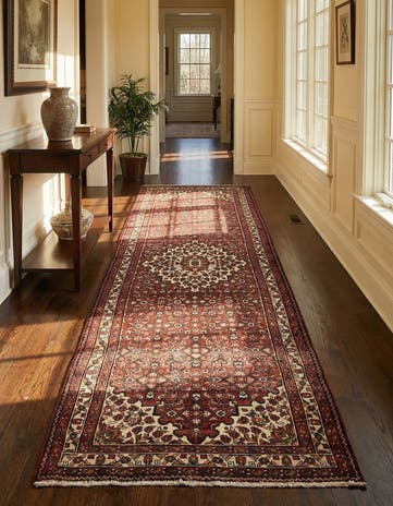 3' 7 x 10' 7 Hand Knotted Hossainabad Persian Wool Runner Rug
