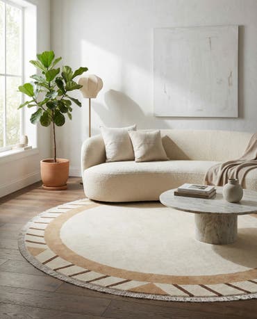  6' 7 x 6' 7  Hand Knotted Darya Wool Round Rug