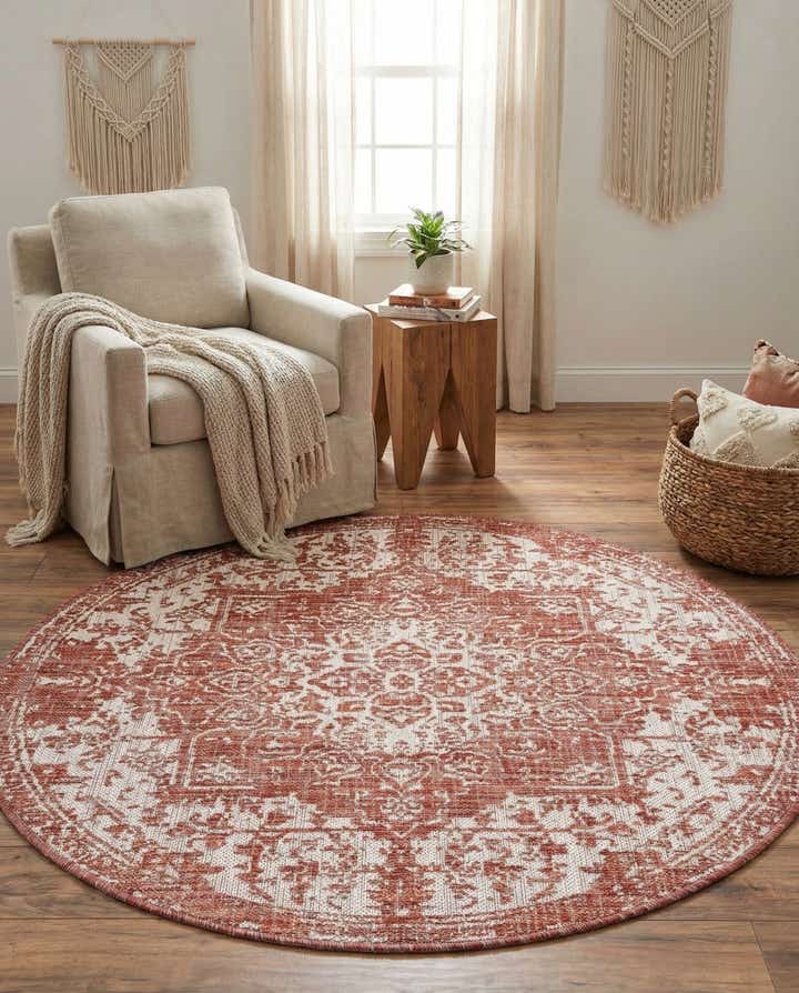 4' x 4' Easy-Clean Jill Zarin Dubai Indoor / Outdoor Round Rug