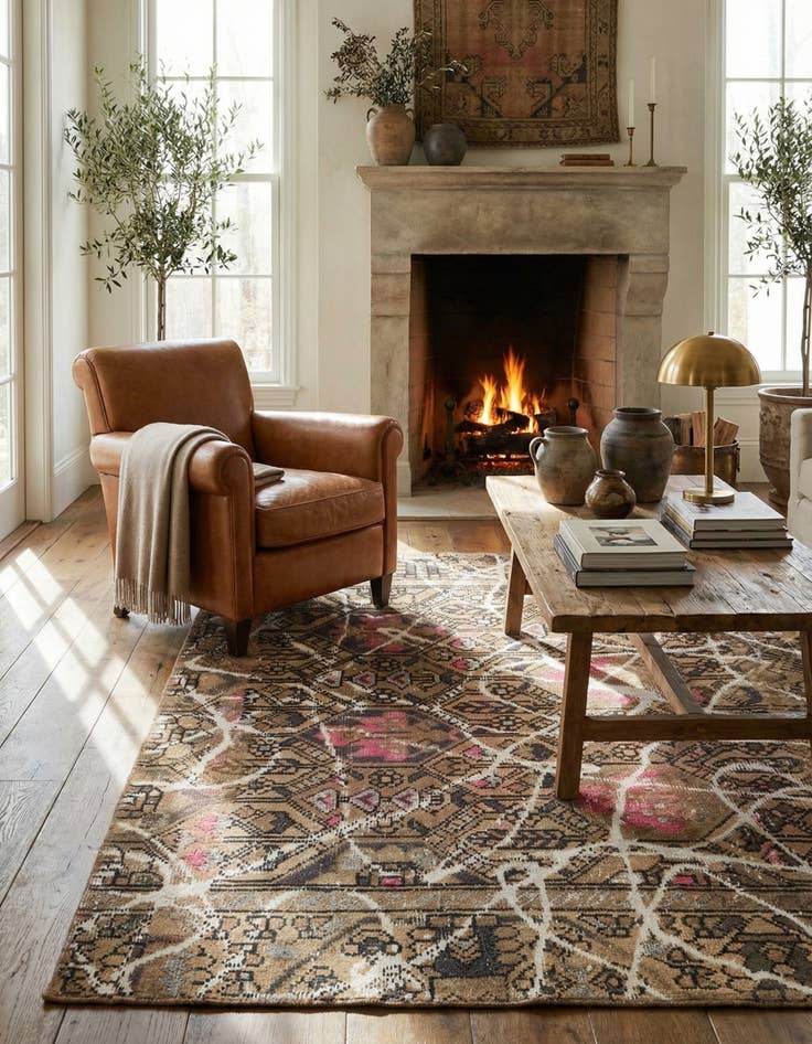 Detail image of 4' 2 x 6'  Hand Knotted Ultra Vintage Persian Wool Rug