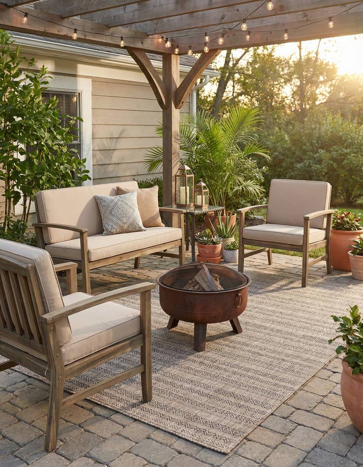 Detail image of 5' 3 x 8'  Washable Striped Indoor / Outdoor Rug