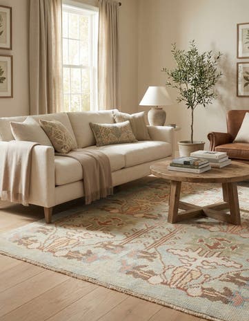 4' 2 x 7' 3 Hand Knotted Oushak Wool Rug