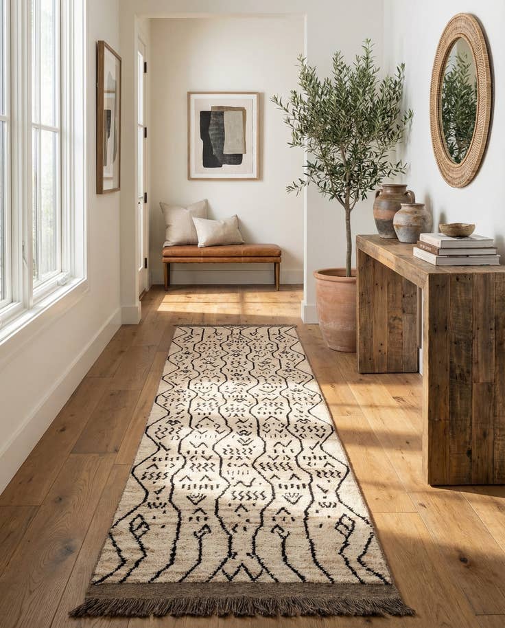 Detail image of 3' 4 x 12' 10 Hand Knotted Moroccan Wool Runner Rug
