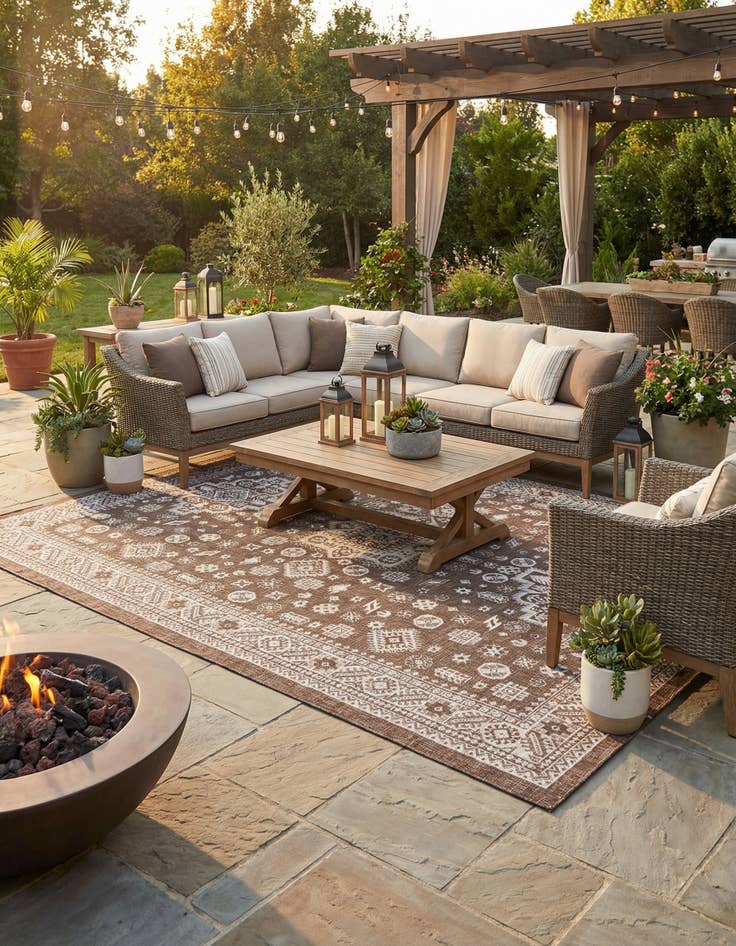 Detail image of 10' x 13'  Washable Aztec Indoor / Outdoor Rug