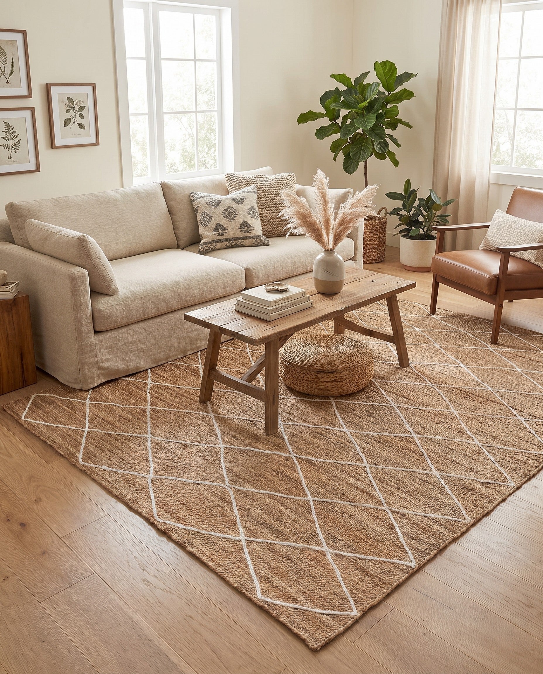 8' x 11' Handmade Braided Jute Rug