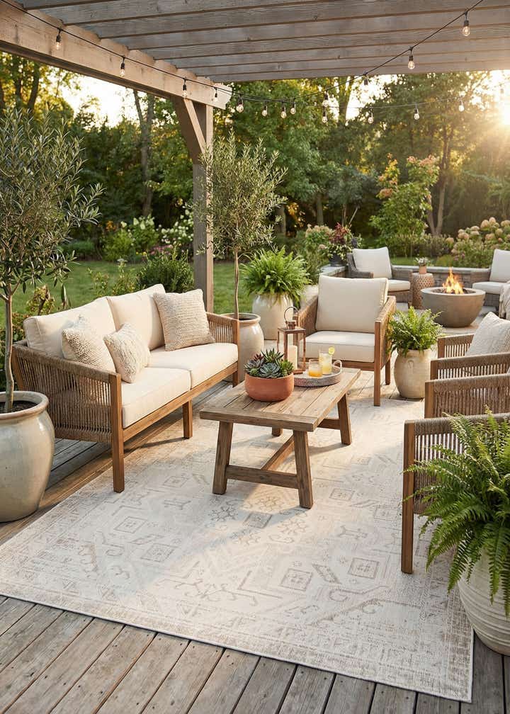 7' x 10' Easy-Clean Aztec Indoor / Outdoor Rug