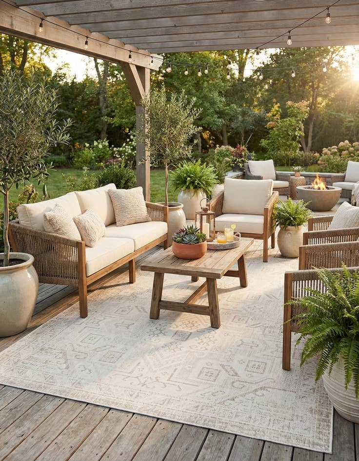 Detail image of 7' x 10'  Washable Aztec Indoor / Outdoor Rug