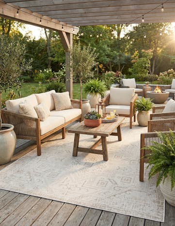 7' x 10' Easy-Clean Aztec Indoor / Outdoor Rug
