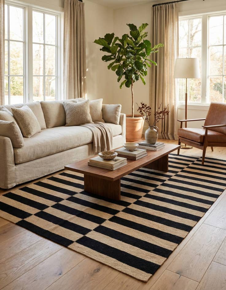 Detail image of 4' 1 x 6'  Hand Woven Kilim Modern Wool Rug