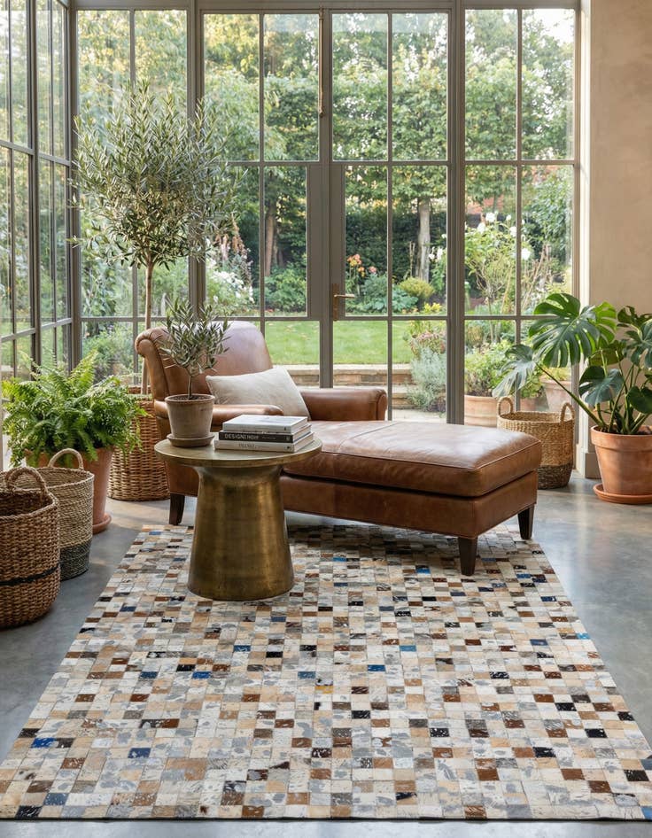 Detail image of 4' 1 x 6' Cowhide - Patchwork Rug