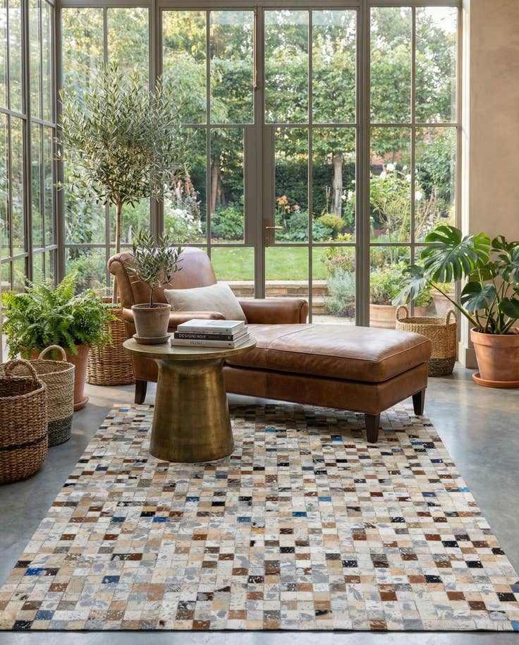 Detail image of 4' 1 x 6' Cowhide - Patchwork Rug