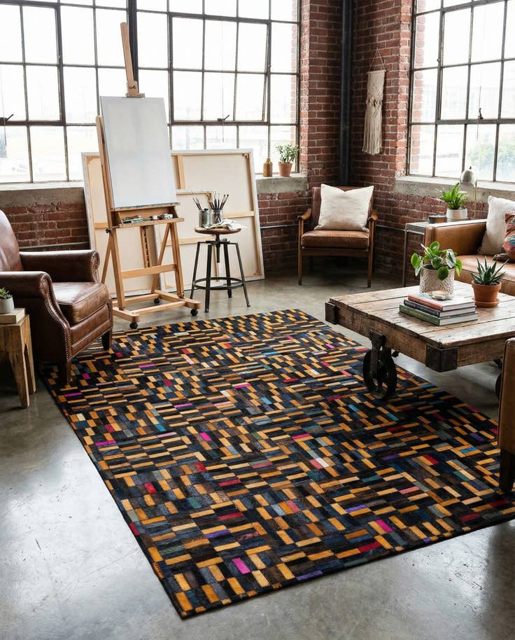 Detail image of 5' 1 x 7' 11 Cowhide - Patchwork Rug