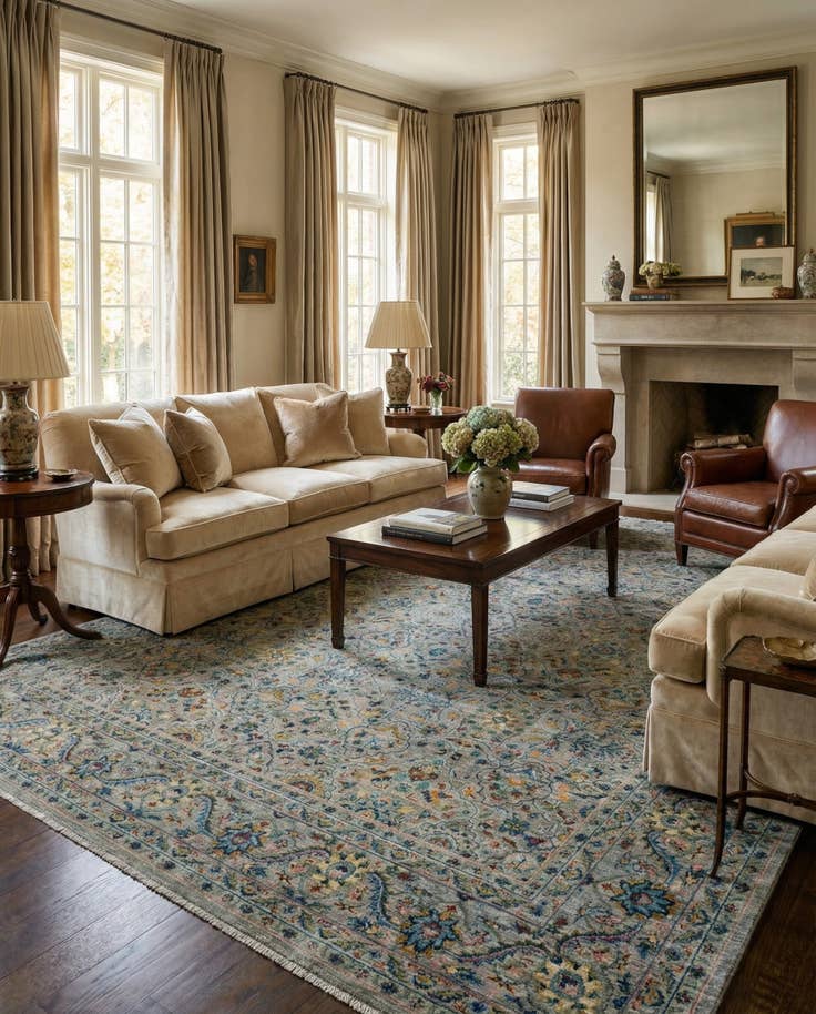 Detail image of 7' 10 x 9' 11 Hand Knotted Ziegler Rug