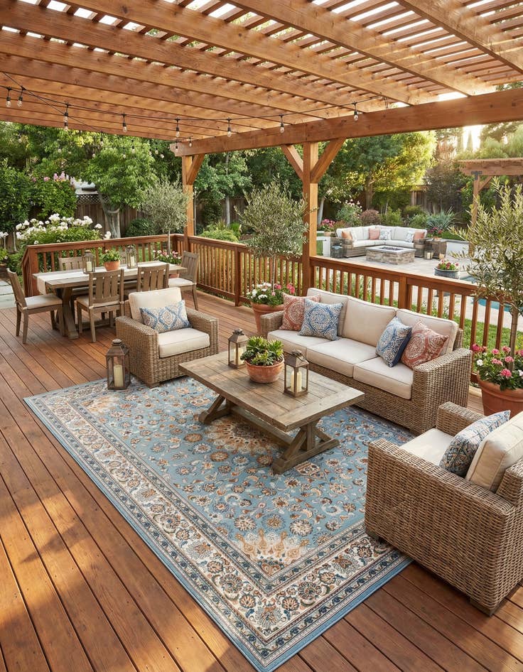 Detail image of 7' 10 x 10'  Washable Traditional Indoor / Outdoor Rug