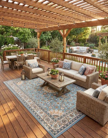 7' 10 x 10' Easy-Clean Traditional Indoor / Outdoor Rug