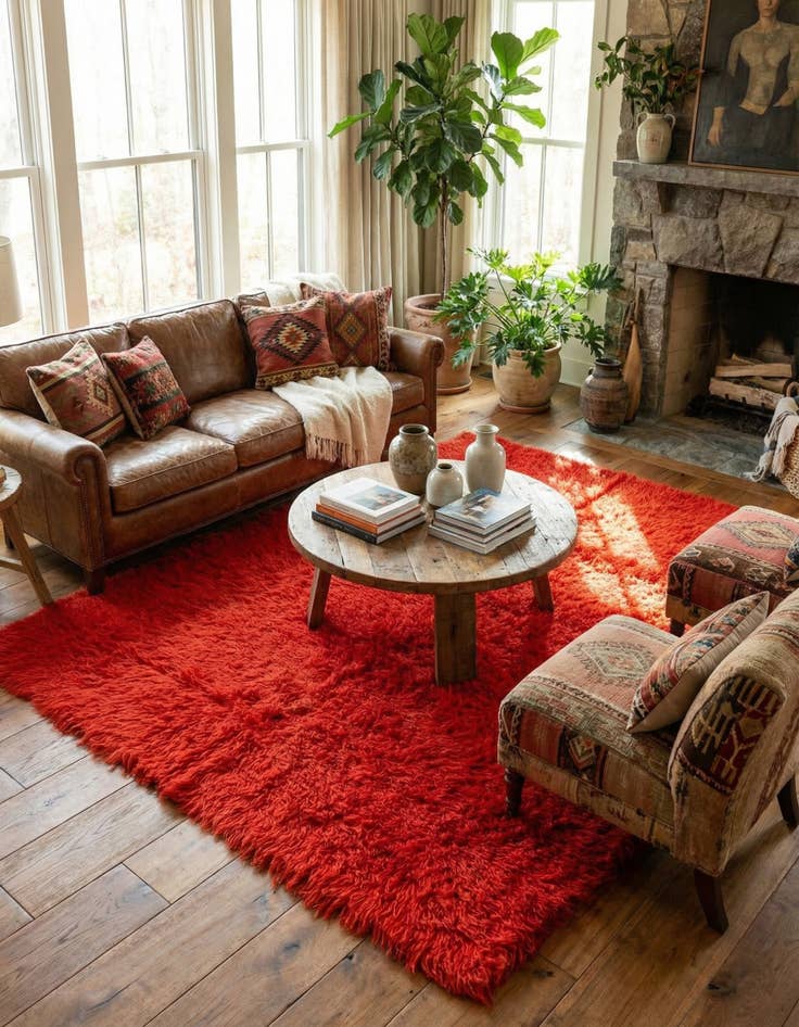 Detail image of 6' 6 x 8'  Hand Knotted Moroccan Wool Rug