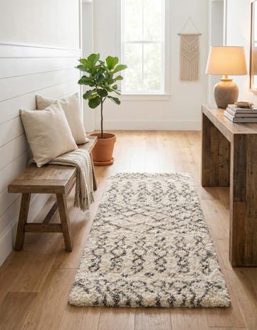 Pure Ivory Marrakesh Shag Runner Rug