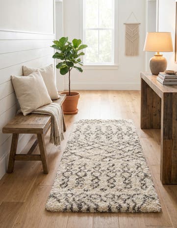 Pure Ivory Marrakesh Shag Runner Rug