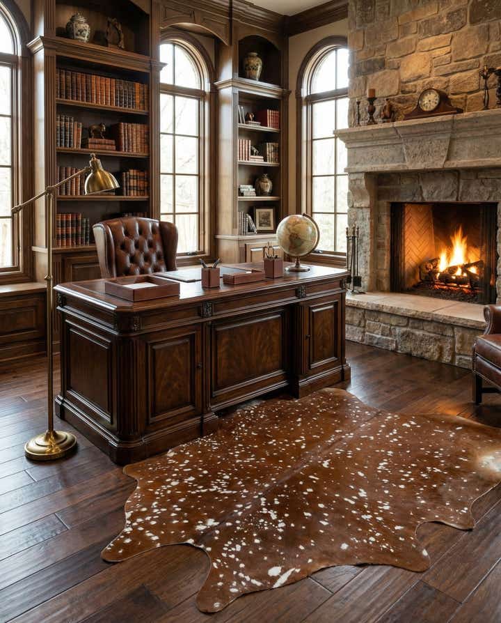 6' 5 x 7' 9 Cowhide Leather Freeform Rug