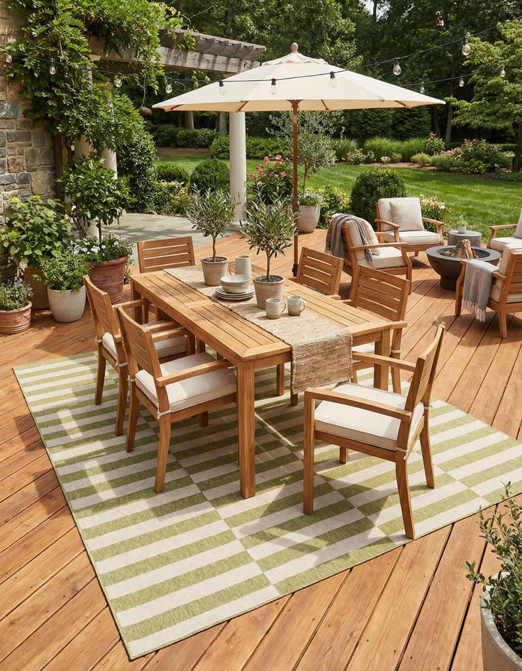 Detail image of  12' x 12'  Washable Ribbon Indoor / Outdoor Square Rug