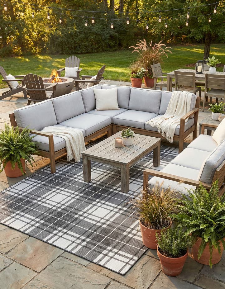 9' x 12' Easy-Clean Checkered Indoor / Outd...