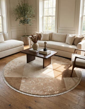 6' 8 x 6' 8 Hand Knotted Darya Wool Round Rug