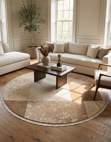 6' 8 x 6' 8 Hand Knotted Darya Wool Round Rug