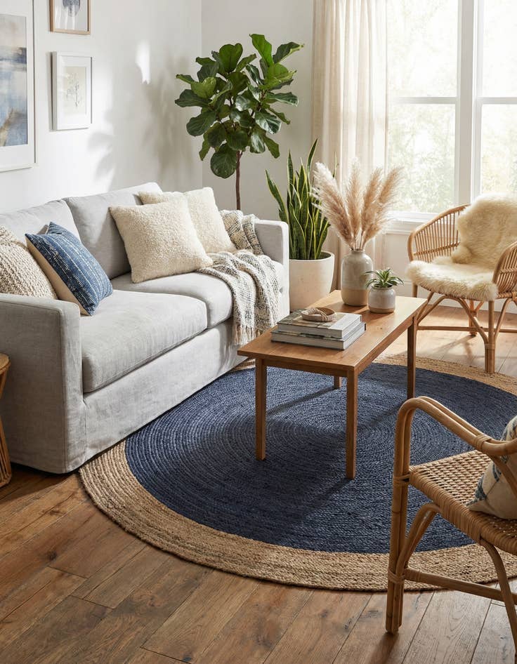 Detail image of  8' x 8'  Hand Braided Jute Round Rug