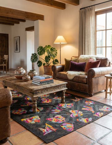 4' 6 x 5' 10 Hand Woven Kilim Suzani Wool Rug