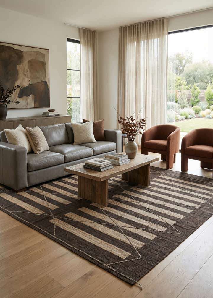 12' 9 x 13' 5 Hand Woven Kilim Modern Wool Square Rug