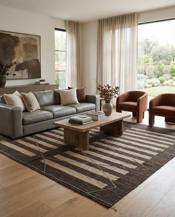 Detail image of 12' 9 x 13' 5 Hand Woven Kilim Modern Wool Square Rug