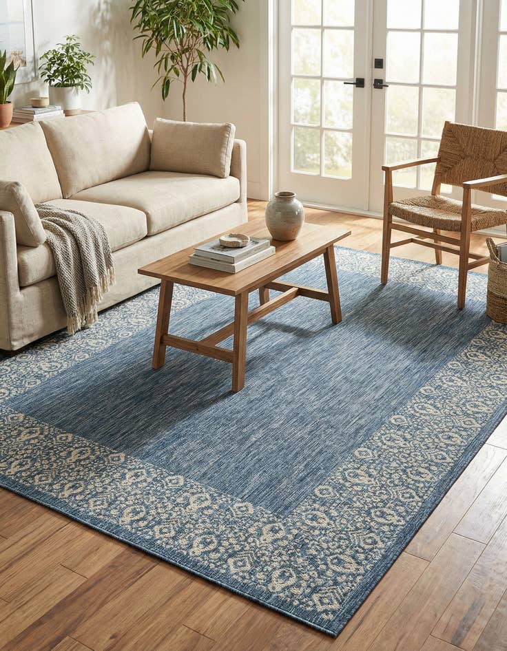 Detail image of  9' x 12'  Washable Border Indoor / Outdoor Rug