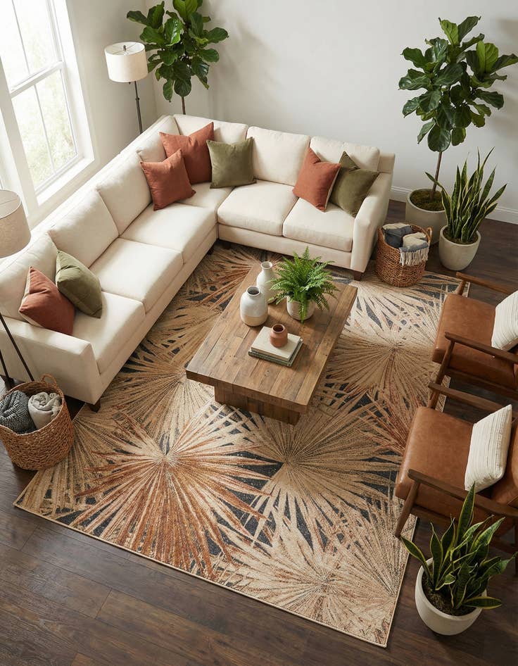 Detail image of 7' 10 x 10'  Washable Botanical Indoor / Outdoor Rug