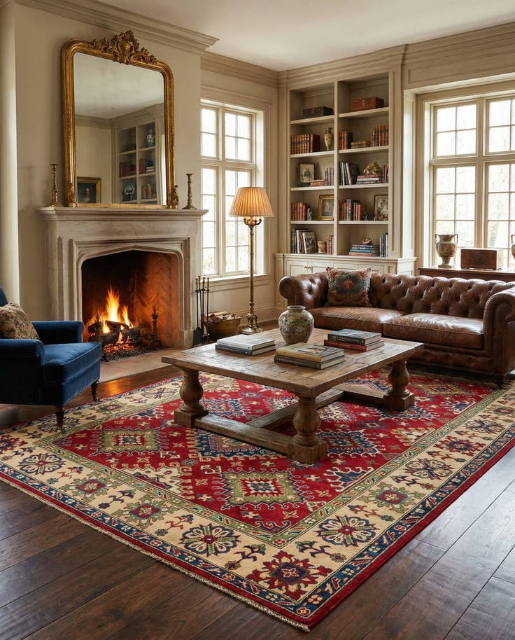 Detail image of 6' 8 x 9' 9 Hand Knotted Kazak Rug