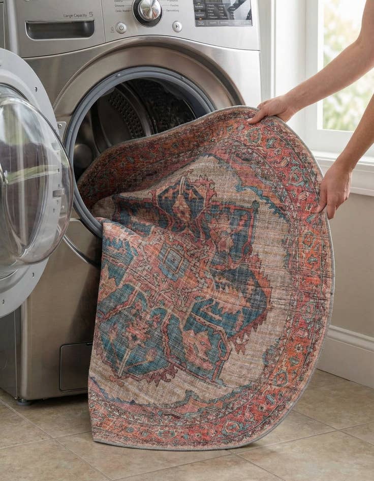 Detail image of 7' 10 x 7' 10  Washable Nostalgia Round Rug