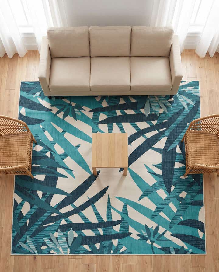 7' 10 x 7' 10 Easy-Clean Botanical Indoor / Outdoor Square Rug